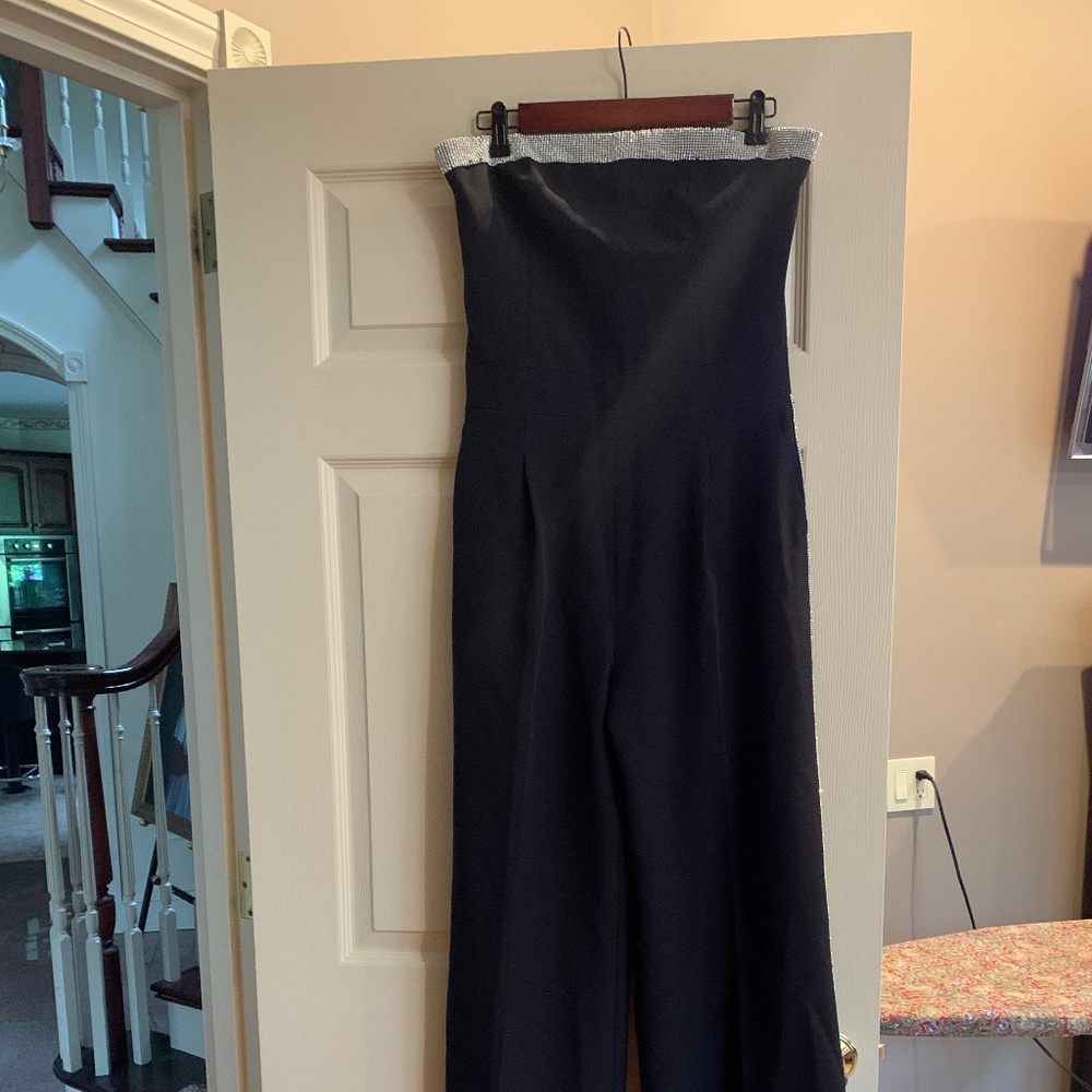 NWT Generation Love Black Embellished Crepe Jumpsuit sz 8